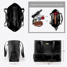 Load image into Gallery viewer, Genuine Leather Tote With Insulated Wine Bottle Pocket - Black