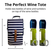 Load image into Gallery viewer, Insulated Wine Bag &amp; 2 Wine Tumblers - Nautical
