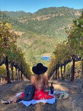 Load image into Gallery viewer, Leather Wine Carrier Bag Picnic in Napa Valley Vineyards
